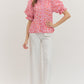 Pink Leopard Print Puff Sleeve Top