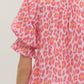 Pink Leopard Print Puff Sleeve Top
