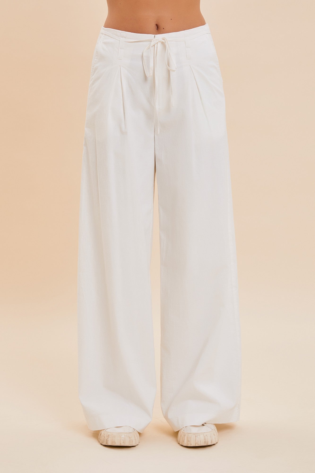 Ribbon Waist Pintuck Pants