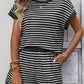 Striped Short Sleeve Top and Shorts Set