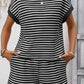 Striped Short Sleeve Top and Shorts Set