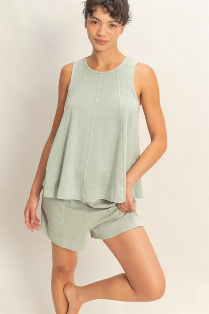 Sleeveless Relaxed Fit Top and Shorts Set
