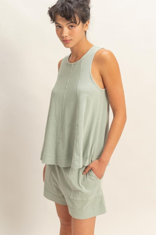 Sleeveless Relaxed Fit Top and Shorts Set
