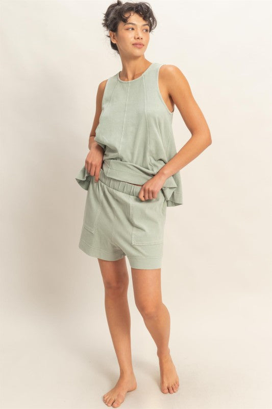 Sleeveless Relaxed Fit Top and Shorts Set