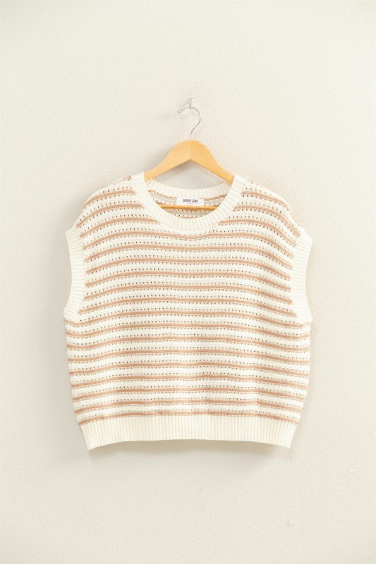 Striped Sleeveless Crew Neck Top