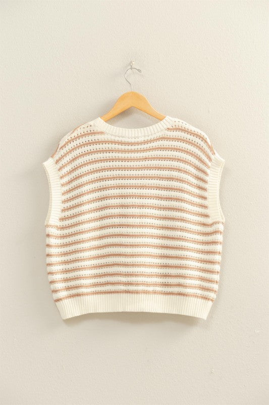 Striped Sleeveless Crew Neck Top