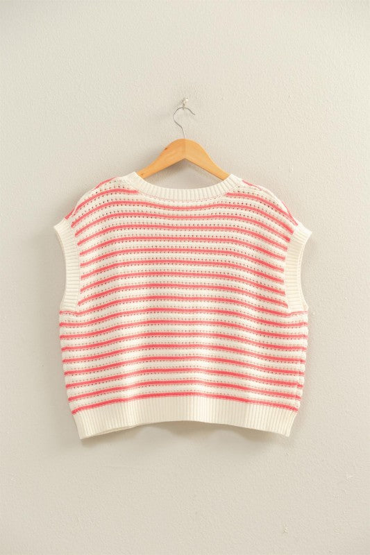 Striped Sleeveless Crew Neck Top