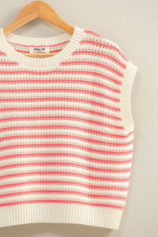 Striped Sleeveless Crew Neck Top