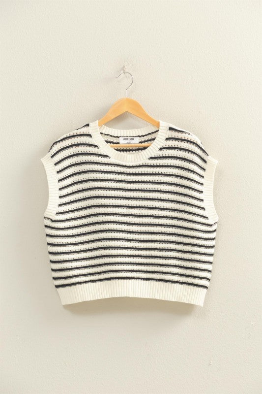 Striped Sleeveless Crew Neck Top