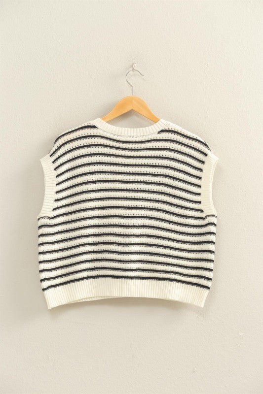 Striped Sleeveless Crew Neck Top