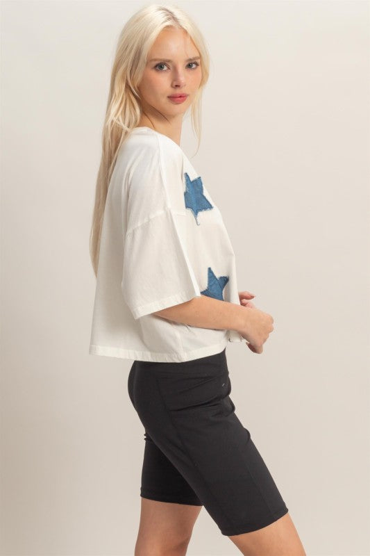 Raw Edge Star Patch Top