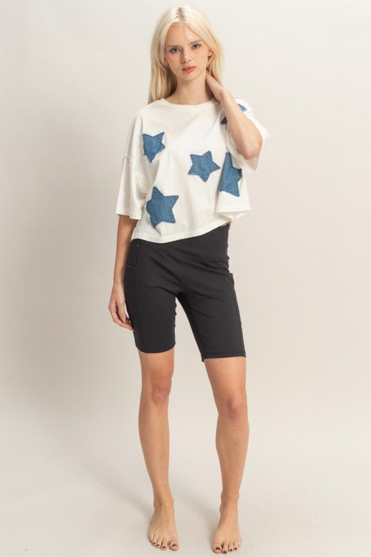 Raw Edge Star Patch Top