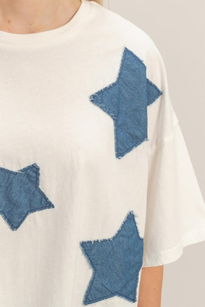 Raw Edge Star Patch Top