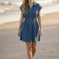 Denim Zip Up Mini Dress