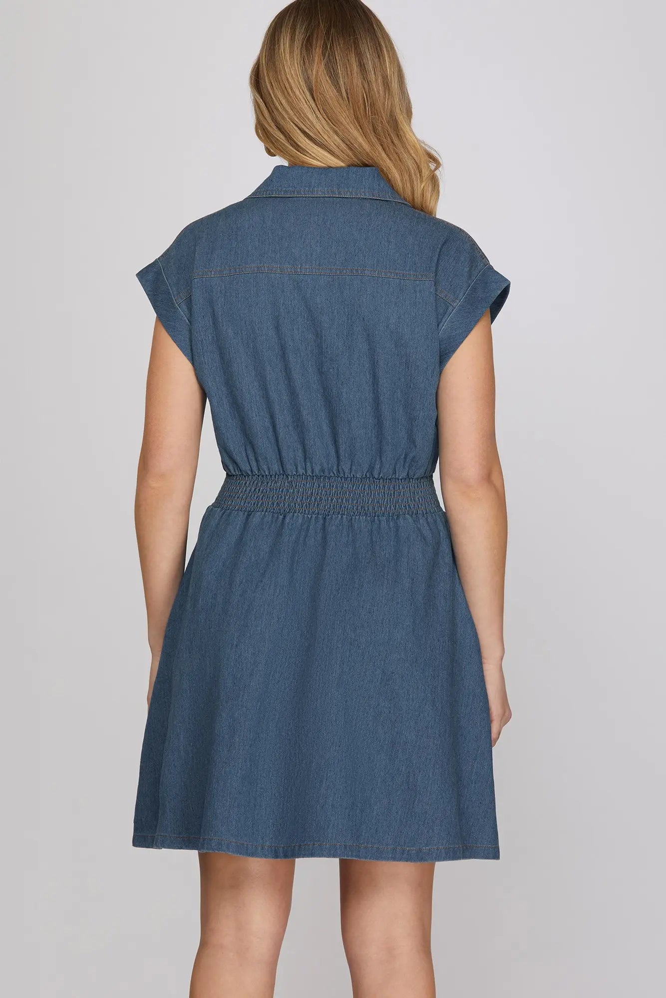 Denim Zip Up Mini Dress