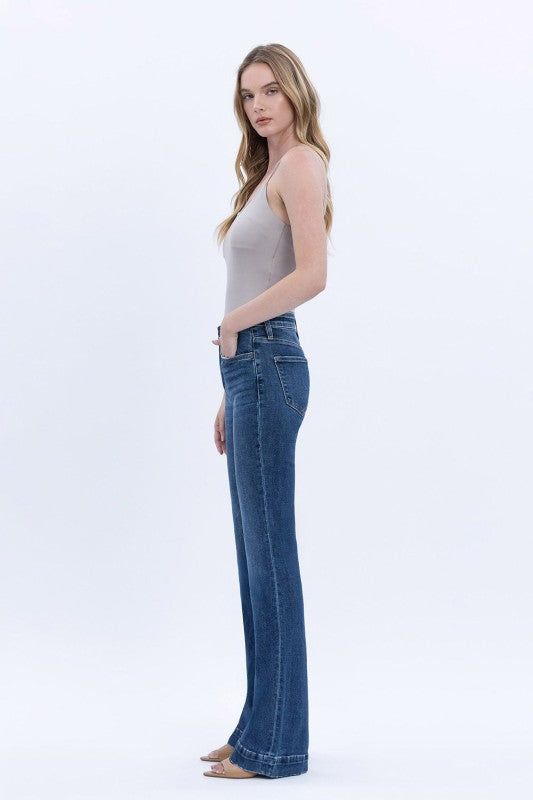High Rise Trouser Hem Bootcut Jeans