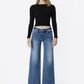 Mid Rise Wide Ankle Crop Jeans