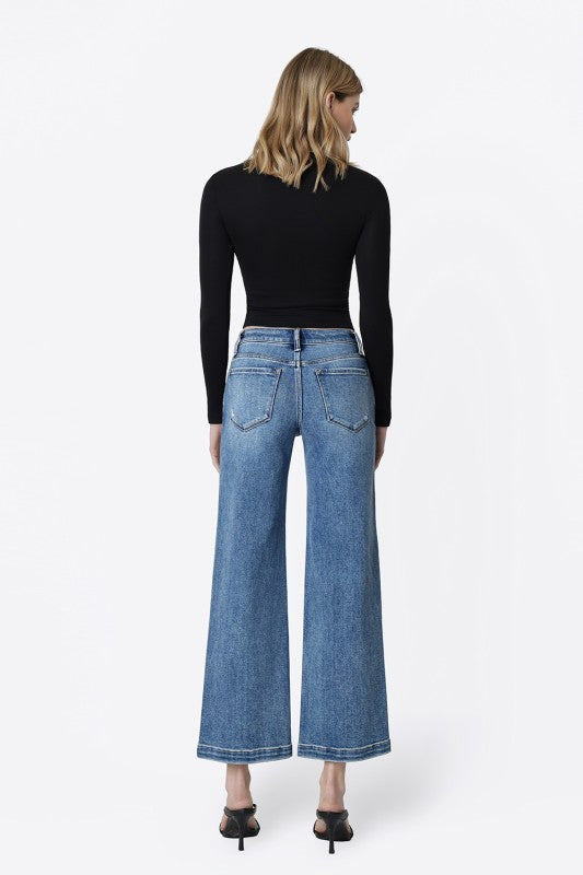 Mid Rise Wide Ankle Crop Jeans