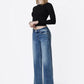 Mid Rise Wide Ankle Crop Jeans