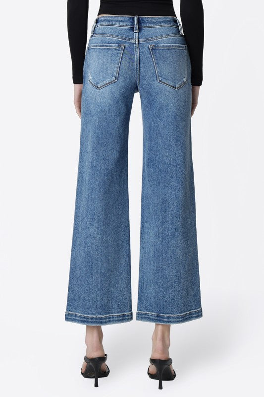 Mid Rise Wide Ankle Crop Jeans