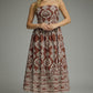 Strapless Print Midi Dress