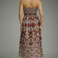 Strapless Print Midi Dress