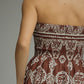 Strapless Print Midi Dress