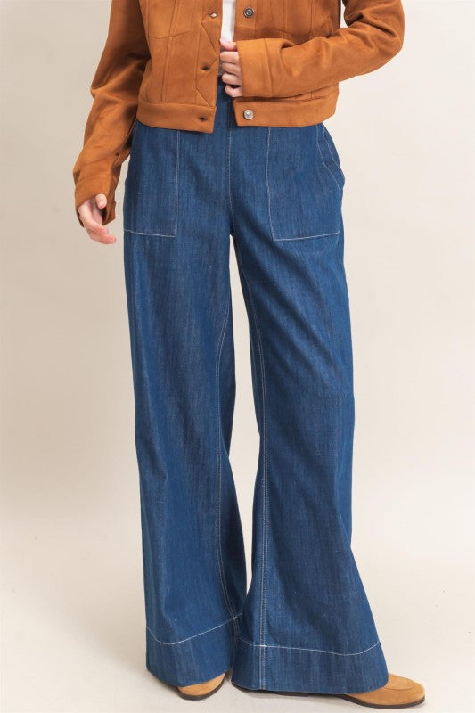 Wide Leg Denim Pants