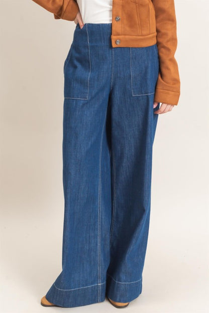 Wide Leg Denim Pants