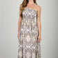Demask Pattern Strapless Midi Dress