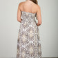 Demask Pattern Strapless Midi Dress