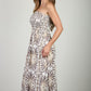 Demask Pattern Strapless Midi Dress