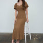 Polka Dot Sweetheart Puff Sleeve Midi Dress