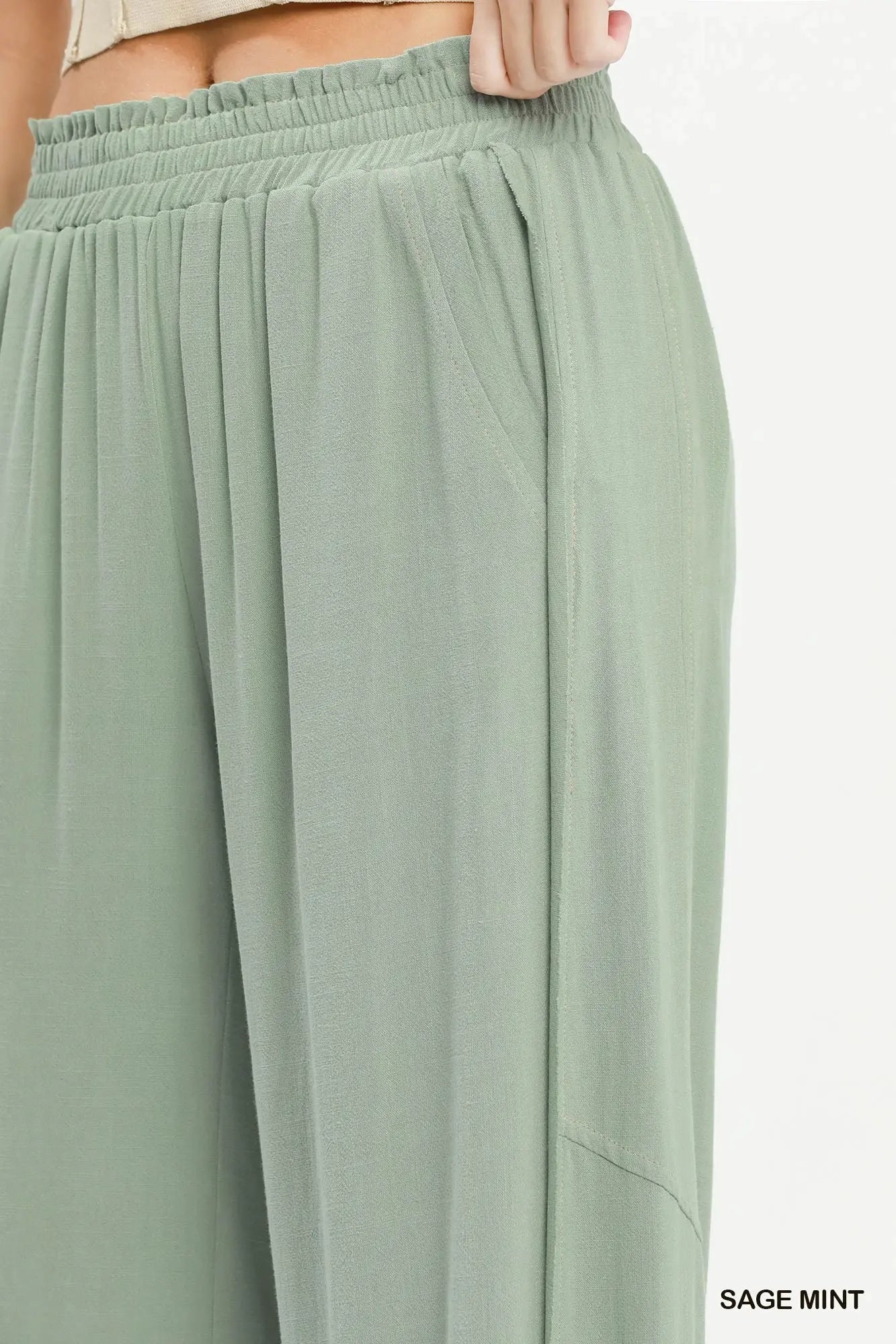 Regular Washed Cut Edge Detailed Wide Leg Pants