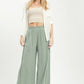 Regular Washed Cut Edge Detailed Wide Leg Pants
