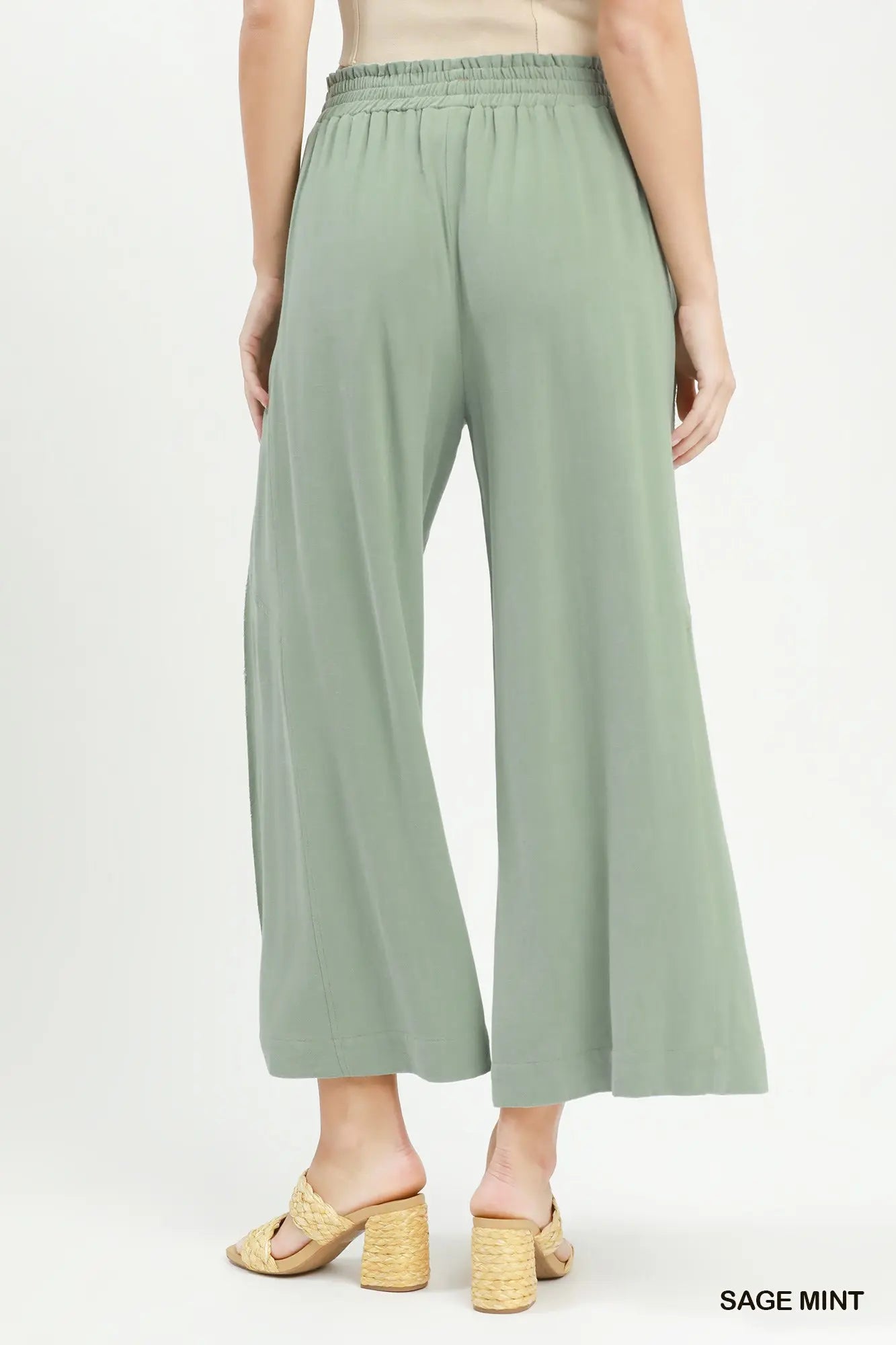 Regular Washed Cut Edge Detailed Wide Leg Pants