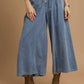 Stone Washed Denim Wide Leg Pants