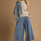 Stone Washed Denim Wide Leg Pants