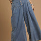 Stone Washed Denim Wide Leg Pants