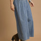 Stone Washed Denim Wide Leg Pants