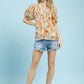 Floral Print Top w/Pintuck Details