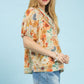 Floral Print Top w/Pintuck Details