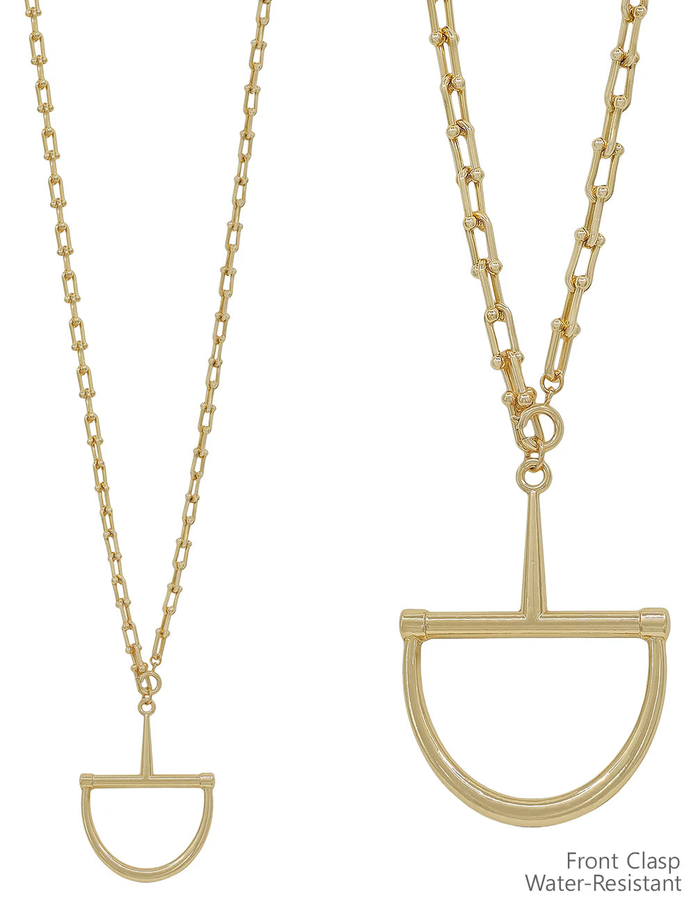 Water Resistant Gold Thick Chain Necklace with Horsebit