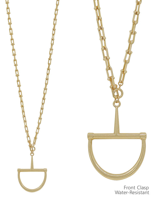 Water Resistant Gold Thick Chain Necklace with Horsebit