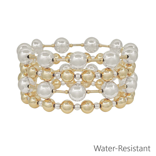 Water Resistant Gold Beaded Stretch Bracelets