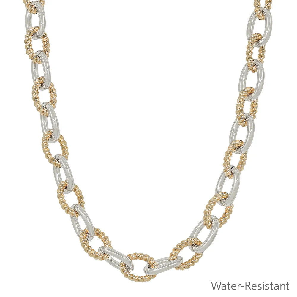 Water Resistant Gold and Silver Chunky Oval Chain Necklace