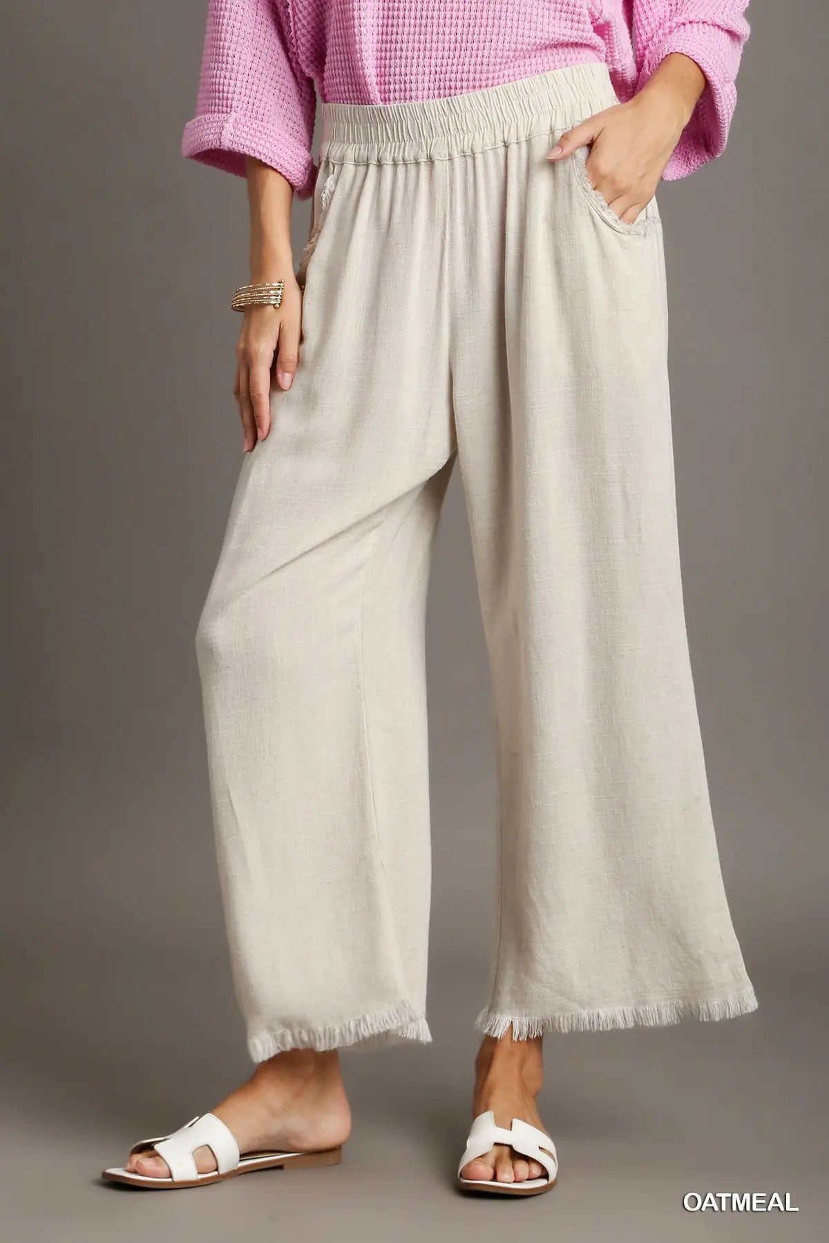 Frayed Hem Wide Leg Pants