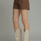 High Rise Shorts with Scallop Hem