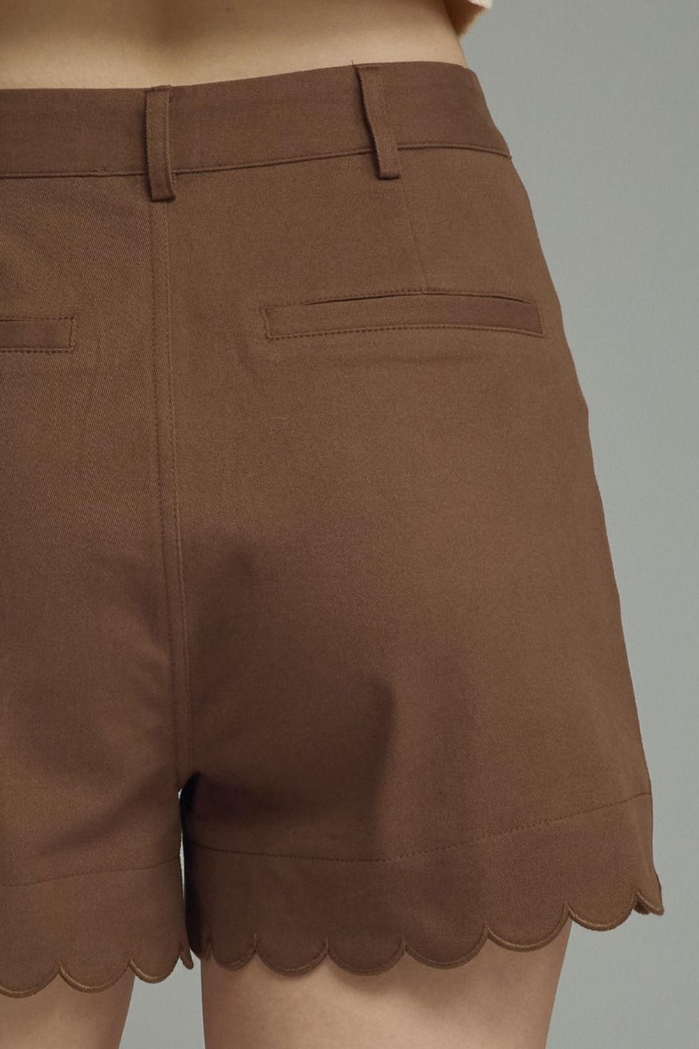High Rise Shorts with Scallop Hem