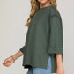 3/4 Folded Sleeve Knit Top